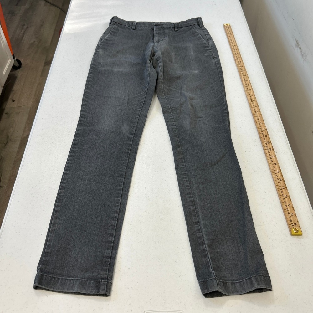 Uniqlo Slim Fit Chino Pants Gray Stretch Flat Front Trousers Mens 30x31.5 7511